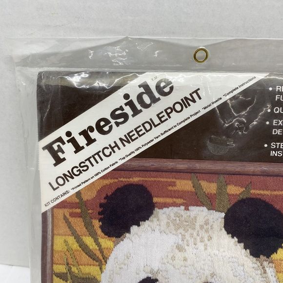 Fireside Longstitch Needlepoint Kit Panda Portrait Factory Sealed 1983 Crafts - Picture 4 of 9